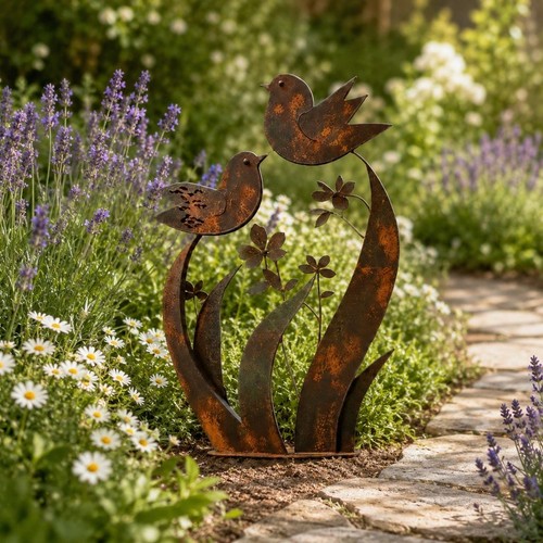Metal wildflower garden bird - wildflower,