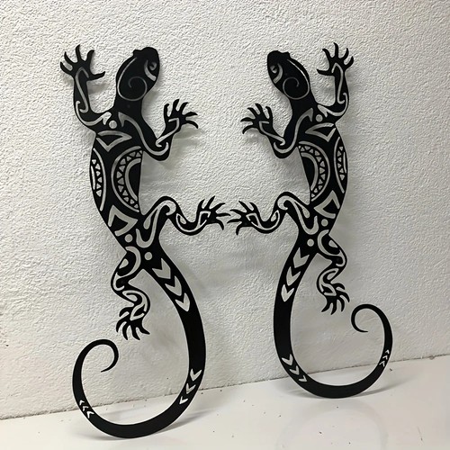 Iron gecko wall art - 2x,