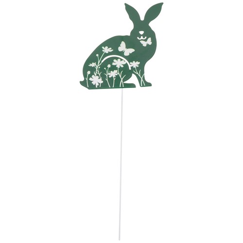 Green metal rabbit stake - green,