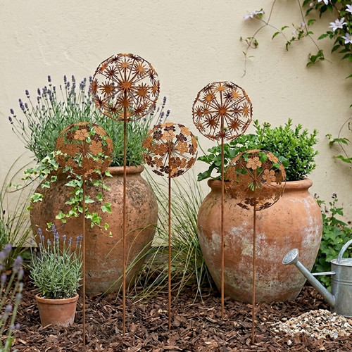 Rustic metal flower stake - flower,