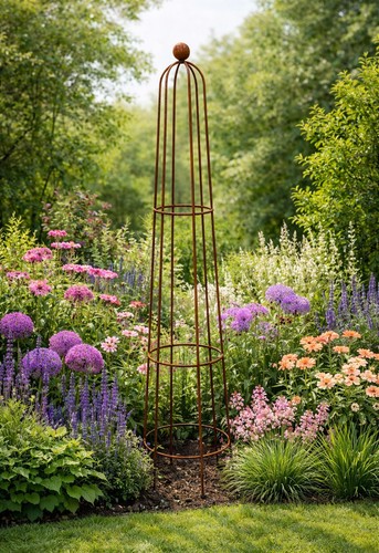 Garden obelisk steel climbing - garden,