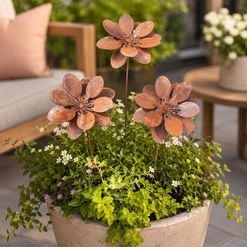 Set rustic metal flower - metal,