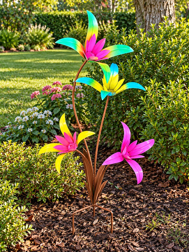 Colourful metal garden flower - garden,