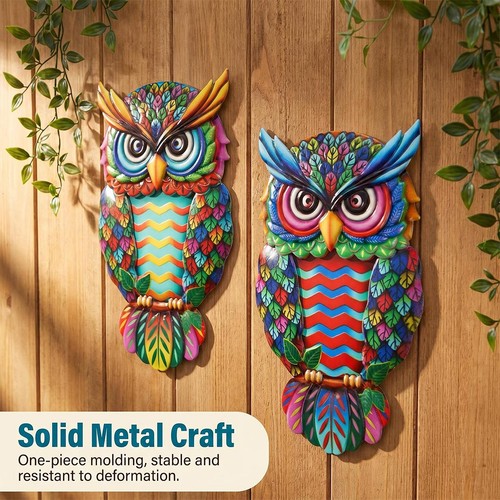 Colorful metal owl garden - colorful,