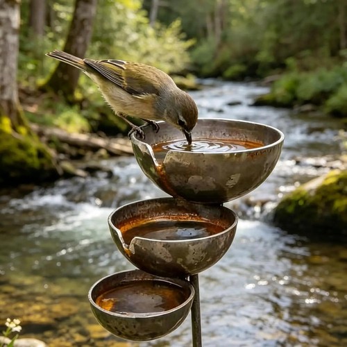 Metal rain catcher - stake, bird