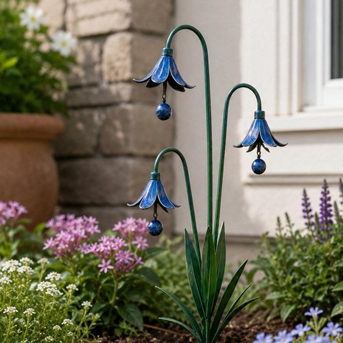Metal triple bluebell flower - triple,