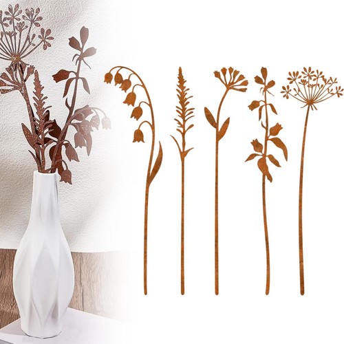 Metal flowers 5pcs rusty - metal,
