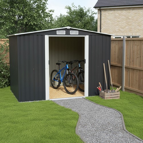 Garden shed metal - storage, grey