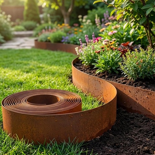 10m metal garden edging - 10m, corten