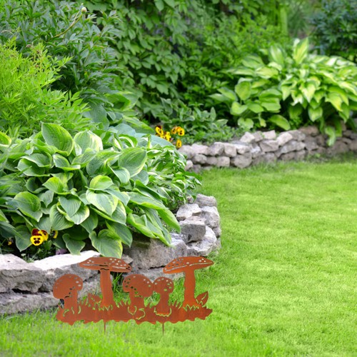 Rustic metal mushroom garden - rustic,
